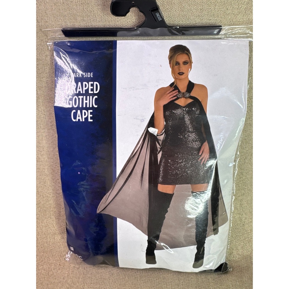 Dark Side Draped Gothic Cape Sheer Black Adult Costume Accessory One Size